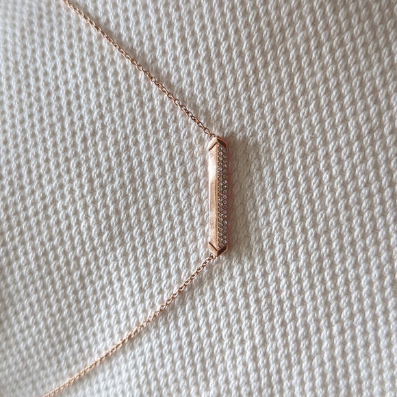 Fossil Chevron Pave Necklace Rose Gold - Picture 1 of 3